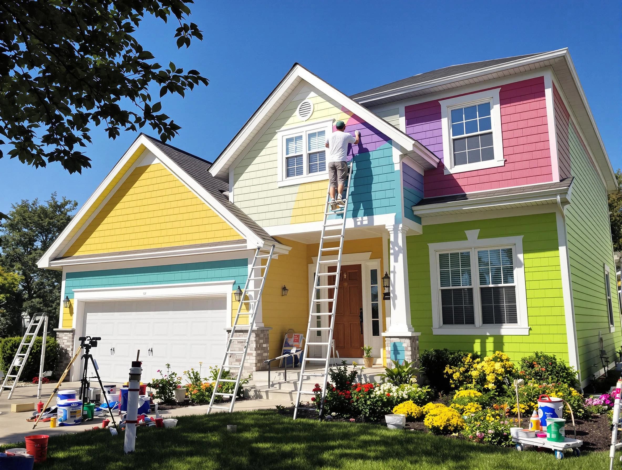 Warrensville Heights House Painters professionals painting a home exterior in Warrensville Heights, OH